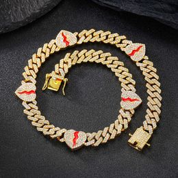 Designer Pendant Necklaces Cuba Chain Love Necklace New Product Hip Hop High Quality 12mm Heart Split Strip