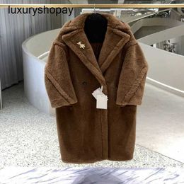 Maxmaras Coat Teddy Bear Womens Cashmere Coats Wool Winter 2024 New m Home Same Caramel Colour Fur Particle Camel Fleece Med