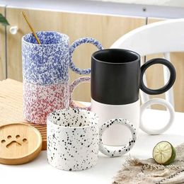 Mugs Ceramic Splash Ink Mug Milk Coffee Cups Tea Cup Beer Cup Drinking Cup Korean INS Fashion Wholesale 340ml J240428