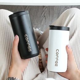 420ML Stainless Steel Coffee Thermos Bottle Thermal Mug Leakproof Car Vacuum Flasks Cup Travel Portable Insulated Bottles 240424