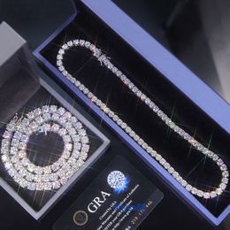 Hot-sale 2 to 6.5 Mm Tennis Diamond Chain Necklace S925 Silver Vvs Moissanite Link Fine Jewellery Necklaces for Men Women