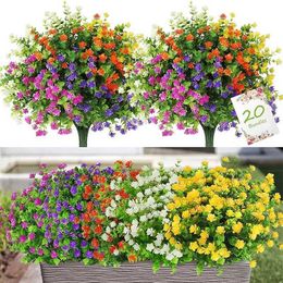 Garden Decorations Fake Artificial Flowers Outdoor for Decoration UV Resistant No Fade Faux Plastic Plants Garden Porch Window Kitchen Office Table