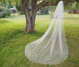 Fashional Elegant White Ivory Champagne Twotier Blusher Wedding Veil Popular Cathedral Length Scalloped Edge Bridal Veil9075595