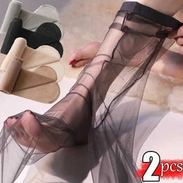 Sexy Socks 2/1 piece of transparent ultra-thin stockings womens sexy black pantyhose tight fitting womens seamless fish mesh stockings Q240427