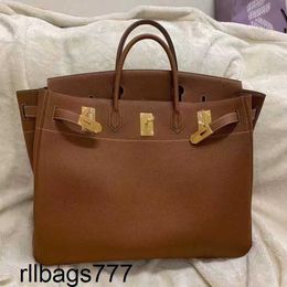 40cm Platinum Top Designer Brand 50cm Tote Mens Handbag Brown Color Luxury Bag Fully Handmade Stitching with Wax Line Togo Leather