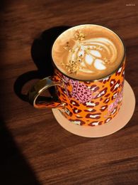 Mugs Luxury Leopard-Print Bone China Mug Couple Water Retro Coffee Cup Afternoon Tea Party Drinking Home Drinkware Gift