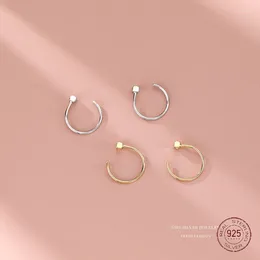 Stud Earrings S925 Sterling Silver Square Female Simple Temperament Earbone Ring Small Earring Korean Fashion Jewelry