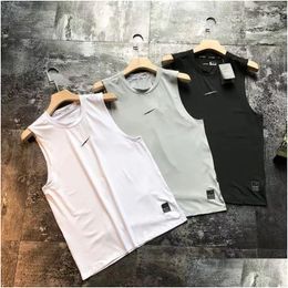 Mens Tank Tops Tech Designer Fleece Print Summer Quick Drying Vest Sports Classic Black White And Gray Double Tri-Color Optional Drop Ot7Hi