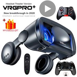 3D VR Headset Smart Virtual Reality Glasses Helmet for Smartphones Phone Lenses with Controllers Headphones 7 Inches Binoculars 240424