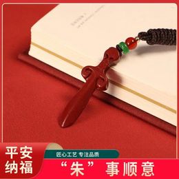 Pendant Necklaces Purple Sand Sword Natural Genuine Cinnabar Peach Wood Necklace For Men And Women Retro Ornament Ac