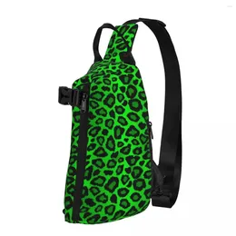 Backpack Green Leopard Chest Bags Boy Bicycle Shoulder Bag Cool Print Crossbody Phone Outdoor Sling