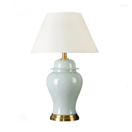 Table Lamps Ceramic Wabi-sabi Series Linen Lampshade Cyan/White/Yellow/Blue Retro E27 Led Desk Light For Living Room Style