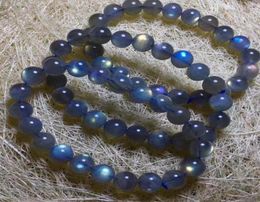 Moonlight Stone Natural Crystal Bracelet Natural Blue Light Labradorite Gemstone Bead Stretch Bracelet1549320