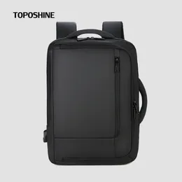 Backpack Toposhine 15.6 Inch Laptop Men Backbacks Travel Daypacks Male Leisure Mochila Solid Colour Bag USB Charing Bags