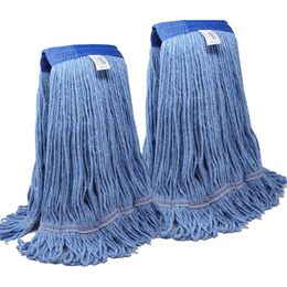 Commercial Grade American Made Mop Head with Circular End, 4 Layers of Synthetic Yarn for Heavy Duty Industrial Wet Mopping - Blue