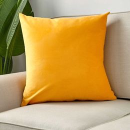 Cushion/Decorative Lemon Yellow Velvet Cushion Covers Silvery Plaid cases 45x45 Nordic Home Decor s Cover for Sofa Cushions