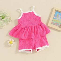 Clothing Sets 2Pcs Toddler Baby Girl Clothes Embroidery Floral Ruffle Sleeveless Tank T-Shirt Tops Shorts Set Summer Outfits