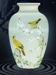 Vases Jingdezhen Ceramics Hand-Painted Vase Flower Arrangement Chinese Living Room Home Decorations Curio Shelf Ornaments Wedding Gift