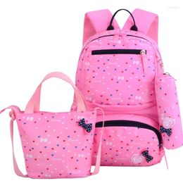 School Bags 3pcs/set Dot Print Children Waterproof For Teenagers Girls Bow Kids Cute Backpacks Girl Book Bag Mochila Escolar