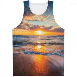 Men's Tank Tops Fashion Sunrise Top For Men Summer 3D Printed Sunlight Vest Sports Fitness Quick Dry Sleeveless Tees Oversized Tshirt