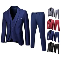 Men's Suits Men Suit Set Slim Fit Formal For Business Office Meeting Groom Wedding Solid Colour Jacket