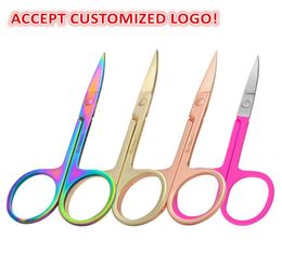 Stainless Steel Eyebrow Scissor nose hair Trimming Makeup Scissors rose gold colorful black Nail Dead Skin Remover2650899