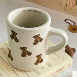 Mugs Cartoon Bear Ceramic Coffee Cup Chocolate Bear Cup Girl Retro Coffee Cup Afternoon Tea Cute Ceramic Cup Cute Coffee Cup J240428