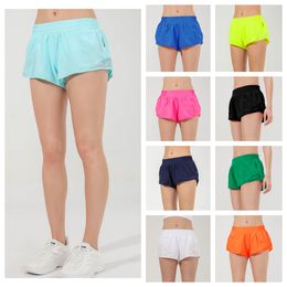 LU-88248 Short Pants Girls Running Elastic Pants Sportswear Pockets Womens Yoga Shorts Outfits With Exercise Fitness Wear