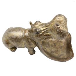 Decorative Figurines Open Mouth Hippo Statue Jewellery Earrings Tray For Bedroom Table Living Room