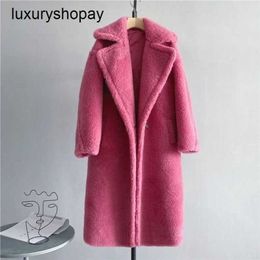 Maxmaras Coat Teddy Bear Womens Cashmere Coats Wool Winter Autumn and New Max Hot Bar Same Style Sheep Fleece Camel Mulberr