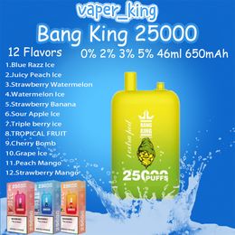 100% Original Bang King 25000 Puff E Cigarettes Mesh Coil 23+23ml Pod 650mAh Battery 0% 2% 3% 5% 12 Flavors Puffs 25K Vape Pen