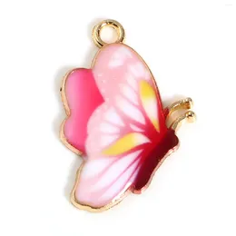 Pendant Necklaces 10pcs Enamel Butterfly Charms Romantic Colorful Animal For Necklace Making Women Jewelry Findings 17x24mm