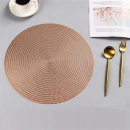 Table Mats Round Placemats Braided Boho 15 Inch Dining Heat Resistant Place Non Slip Coffee Kitchen For Plate Dinner