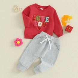 Clothing Sets Toddler Baby Boy Valentines Day Outfits Letter Print Long Sleeve Sweatshirt Sweatpants Set Valentine Clothes