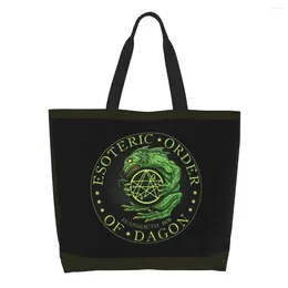 Shopping Bags Custom The Call Of Cthulhu Canvas Bag Women Durable Large Capacity Groceries Lovecraft Mythos Monster Tote Shopper