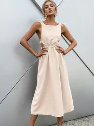 Casual Dresses Sexy Spaghetti Strap Summer Dress 2024 Slip Black Backless Maxi Vintage Elegant Woman Party Princess