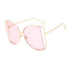 2021 fashion sunglasses Half Frame Brand Glass Square Pearl Famous Women039s Oversized Clear Pink Eyewear Ladies6139991