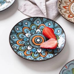 Plates Retro Creative Hand-painted Ceramic Dinner Plate Dessert Dim Sum Fruit Salad Molecular Cuisine Specialty Tableware