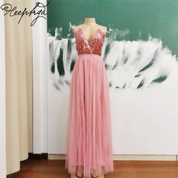 Party Dresses Lovely Backless Pink Long Evening Dress 2024 In Stock A Line Spaghetti Straps Tulle Sexy Women Formal Occasion Gowns Wholesale