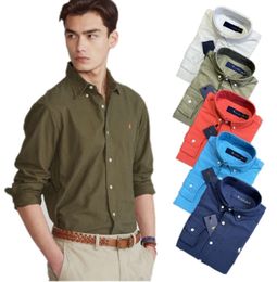 Mens Shirts Polo Long Sleeve Solid Color Slim Fit Casual Business Clothing Long-sleeved Dress Shirt Oxford Cloth 1136ess