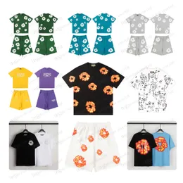 Flame Print New Designer T Shirt Men's Short Sleeve Shorts Personality foam Donut Kapok Sports Shorts Loose Hip Hop Tshirt Shorts SU S-XL