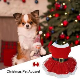 Dog Apparel Christmas Clothes Winter Warm Pet Shiny Netting Santa Claus Costume Color-blocking Skirt For Small Medium Dogs