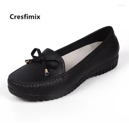 Casual Shoes Cresfimix Women Fashion Round Toe Rubber Light Weight Slip On Loafers Ladies Spring Bow Tie Zapatos De Mujer A5733