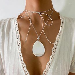 Pendant Necklaces Natural Seashells Necklace Ocean Theme Heart Round Waterdrop Clavicle Chain For Women Girl Holiday Jewelry Gift