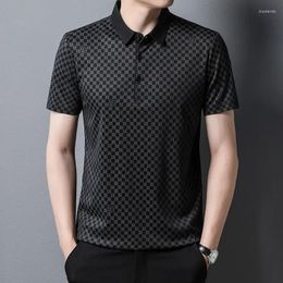 Men's Polos Checkered Trendy Loose Fitting Casual And Versatile Top Short Sleeved Summer Polo Shirt For Men