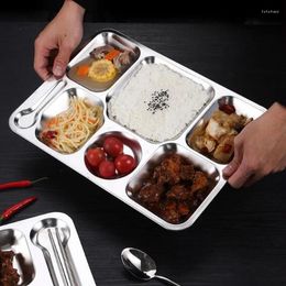 Plates Stainless Steel Dinner Plate Camping Dish Serving Platter Rectangular Trays For Dining Room School