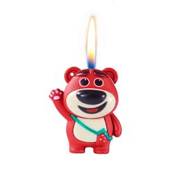 Wholesale 3D Strawberry Bear Cartoon Lighter Refillable Without Gas Soft Flame Metal Lighter