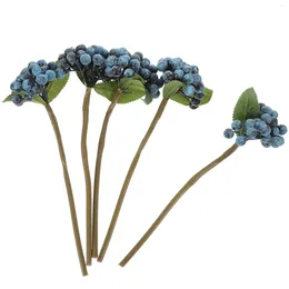 Decorative Flowers 5 Pcs Faux Berry Branches Garland Winter Artificial Fake Model Soft Pvc Christmas Stems
