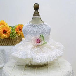 Dog Apparel Pet Dress With Flower Decoration Elegant Princess 3d Mesh Splicing For Spring Summer Weddings