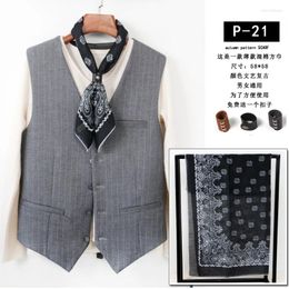 Scarves Men's Artistic Youth Korean Suit Shirt Business Scarf Plaid Cotton And Linen British Thin Square Fashion Wrist